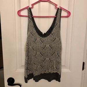 Gray Tank Top with White Lace
